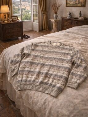 Pronto Uomo Firenze Wool Blend Sweater Striped Knit Italy Size L